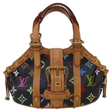 Rare Louis Vuitton Black Monogram Multicolor Theda PM Bag